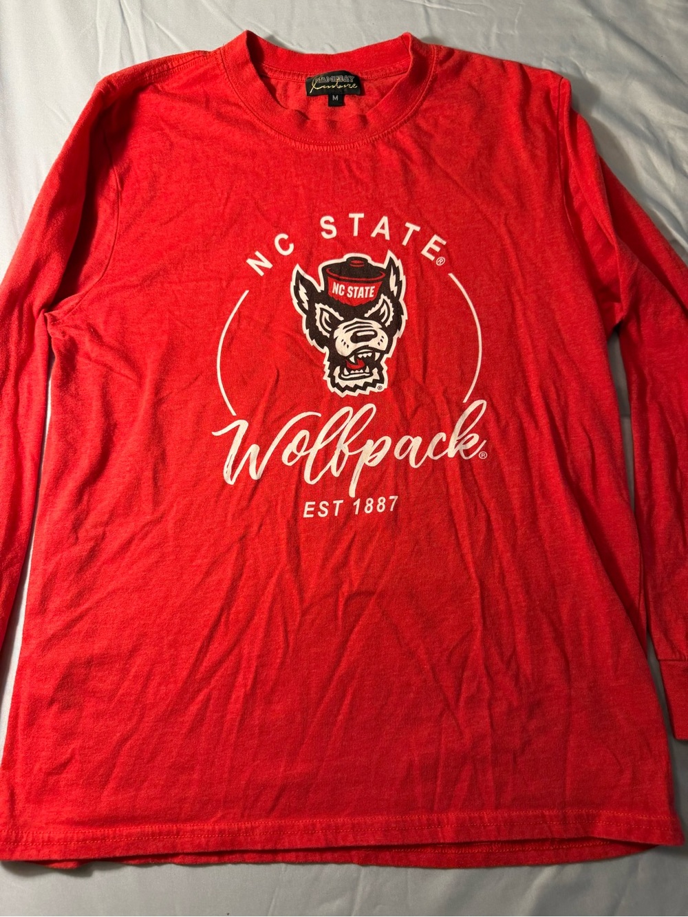 STATE Wolfpack Red Long Sleeve Tee with White Logo